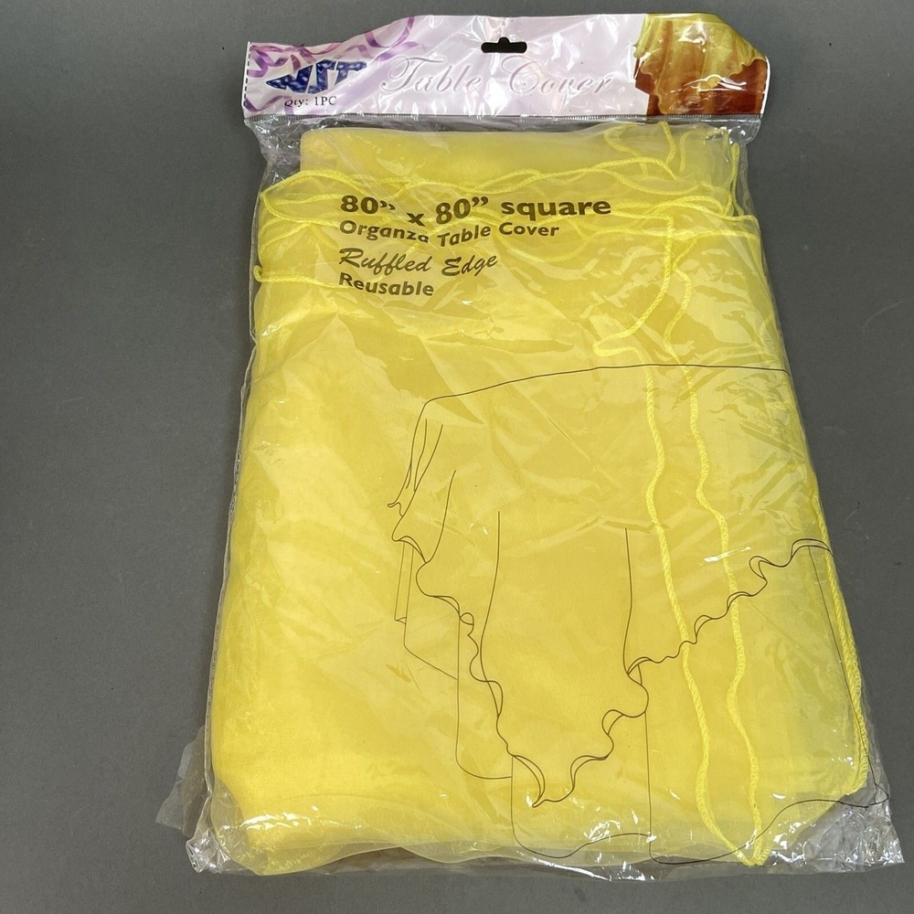 Natural Star Inc. NST Organza Table cover Ruffled Edge Yellow 80" x 80" Square